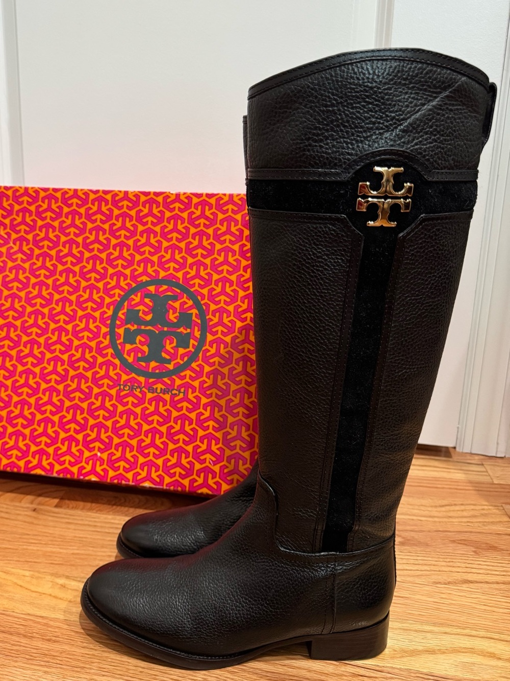 Tory Burch Black Leather Riding Boots w/ Box - Sz 7.5